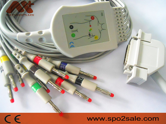 کابل EKG با اتصال مستقیم Hellige برای Cardiosys, EK36, EK403, EK41, EK413, EK43, EK512, EK53