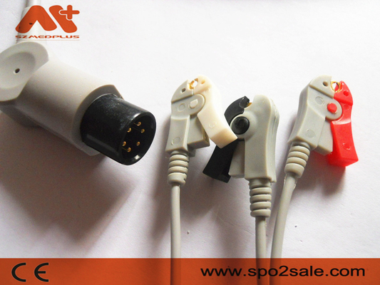 Szmedplus AAMI ECG Cables And Leadwires 6 Pin 3 Lead Ecg Cable TPU AHA Clip