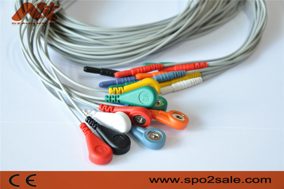 کابل ECG پزشکی 10 سرب Din 1.5 هولتر ECG Leadwire برای ضبط هولر