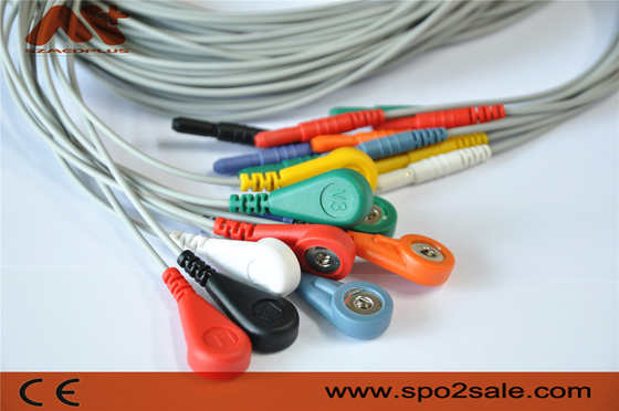 کابل ECG پزشکی 10 سرب Din 1.5 هولتر ECG Leadwire برای ضبط هولر