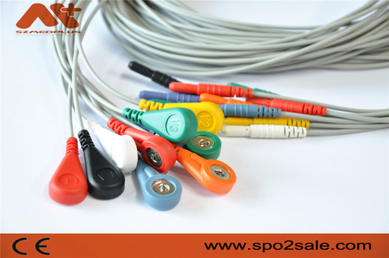 کابل ECG پزشکی 10 سرب Din 1.5 هولتر ECG Leadwire برای ضبط هولر