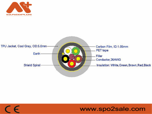لوازم جانبی مانیتور بیمار Szmedplus کابل های پزشکی خام Tpu Spo2 برای تعمیر
