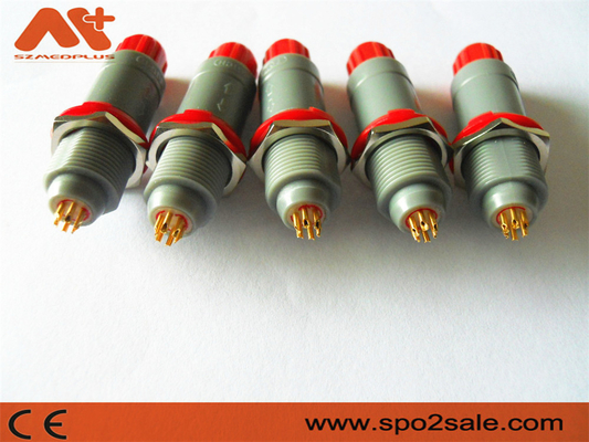 1P Pull Push 6 Pin Connector پلاستیکی، پوسته خاکستری، قرمز، دو کلید 60 برای اپلیکیشن پزشکی