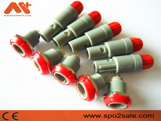 1P Pull Push 6 Pin Connector پلاستیکی، پوسته خاکستری، قرمز، دو کلید 60 برای اپلیکیشن پزشکی