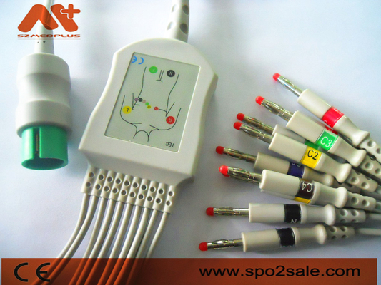 کابل EKG اتصال مستقیم سازگار با Spacelabs برای Spacelabs 90367, 90369, 90496, 91496, Ultraview