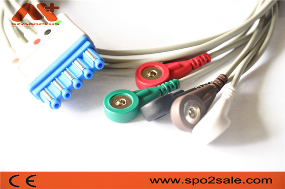 5 سرب AHA Snap ECG کابل بیمار M1644A سازگار با فیلیپس