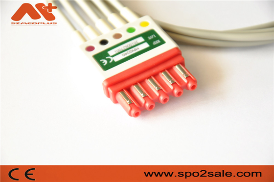 989803176171 ECG بیمار کابل V2-V6 5 سرب ECG کابل فیلیپس سازگار