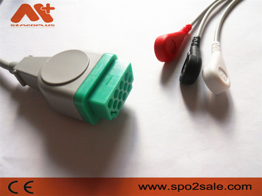 GE Healthcare > کابل ECG اتصال مستقیم 3 Lead Snap سازگار با Marquette - 2001292-001