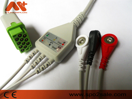 GE Healthcare > کابل ECG اتصال مستقیم 3 Lead Snap سازگار با Marquette - 2001292-001