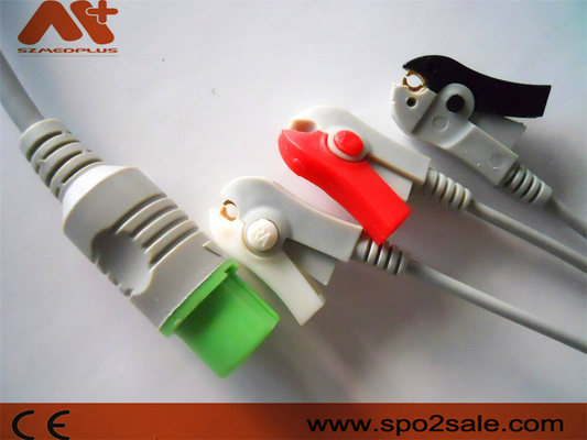 کابل ECG با 3 گیره سرب سازگار با فوکودا دنشی با اتصال مستقیم برای Dynascope DS-5100, DS-5100E, DS-5300W, DS-5400, DS-7001
