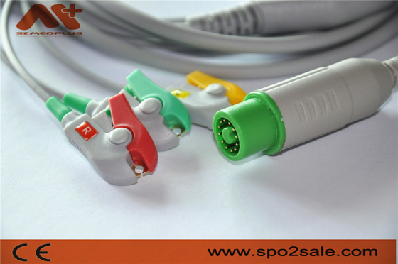 کابل ECG با 3 گیره سرب سازگار با فوکودا دنشی با اتصال مستقیم برای Dynascope DS-5100, DS-5100E, DS-5300W, DS-5400, DS-7001
