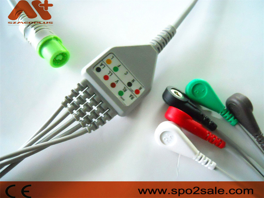 کابل ECG با اتصال مستقیم 5 سرب سازگار با فوکودا دنشی برای Dynascope DS-5100, DS-5100E, DS-5300W, DS-5400, DS-7001