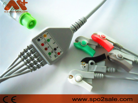 کابل ECG با 5 گیره سرب سازگار با فوکودا دنشی با اتصال مستقیم برای Dynascope DS-5100, DS-5100E, DS-5300W, DS-5400, DS-7001