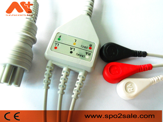 Omron > Colin BP-88S, BP-S510, M9500, Press Mate Advantage Compatible 3 Lead Direct-Cable ECG Cable