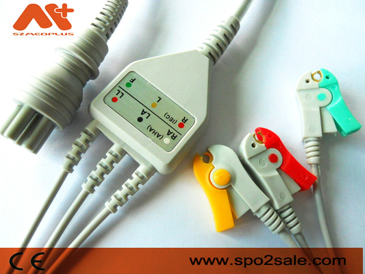 Omron > Colin BP-88S, BP-S510, M9500, Press Mate Advantage Compatible 3 Lead Clip-Cable ECG Direct-Cable