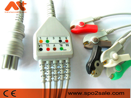 کابل Omron Colin اتصال مستقیم کابل ECG 5 گیره سرب 6 پین مانیتور بیمار