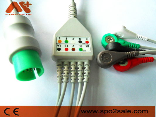کابل ECG با اتصال مستقیم 5 لید Snap سازگار با Spacelabs - CB-72596R