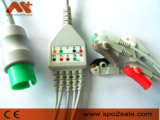 کابل ECG با 5 گیره سرب سازگار با Spacelabs