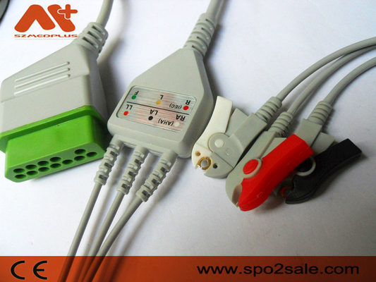 12 پین کابل مانیتور بیمار 3 کابل گیره سرب Ecg Nihon Kohden
