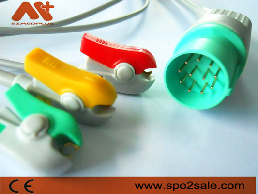 کابل ECG با 11 پین Nihon Kohden سازگار با 3 Lead Clip اتصال مستقیم
