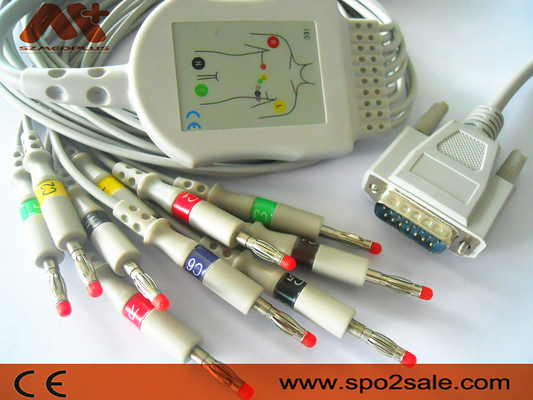 CE ISO13485 CFS 10 کابل ECG سرب برای دستگاه نوار قلب Trismed 400 406